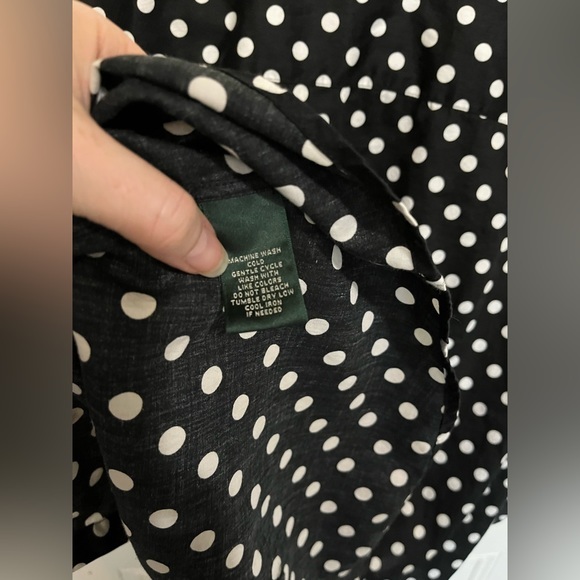 Lauren Ralph Lauren Polka Dot Long Sleeve Button Front Blouse 2X - Picture 4 of 6